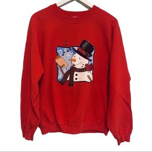 Sweatshirt Women’s Extra Large Red Snowman Ugly Christmas Sweater Pullover Crew